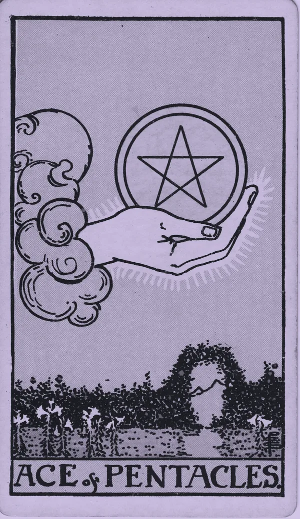 Ace of Pentacles tarot card — Rider–Waite–Smith, Mist edition