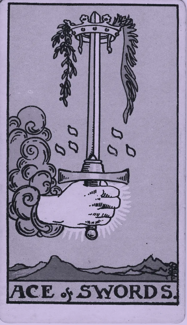 Ace of Swords tarot card — Rider–Waite–Smith, Mist edition