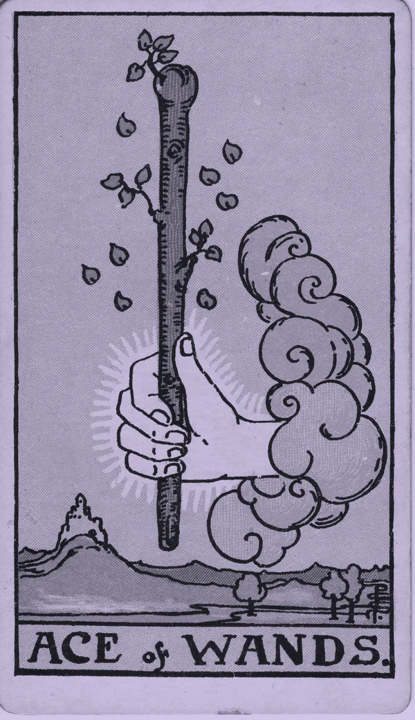 Ace of Wands tarot card — Rider–Waite–Smith, Mist edition