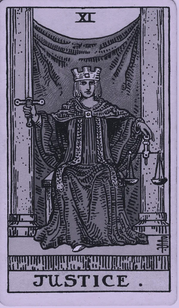 Justice tarot card — Rider–Waite–Smith, Mist edition