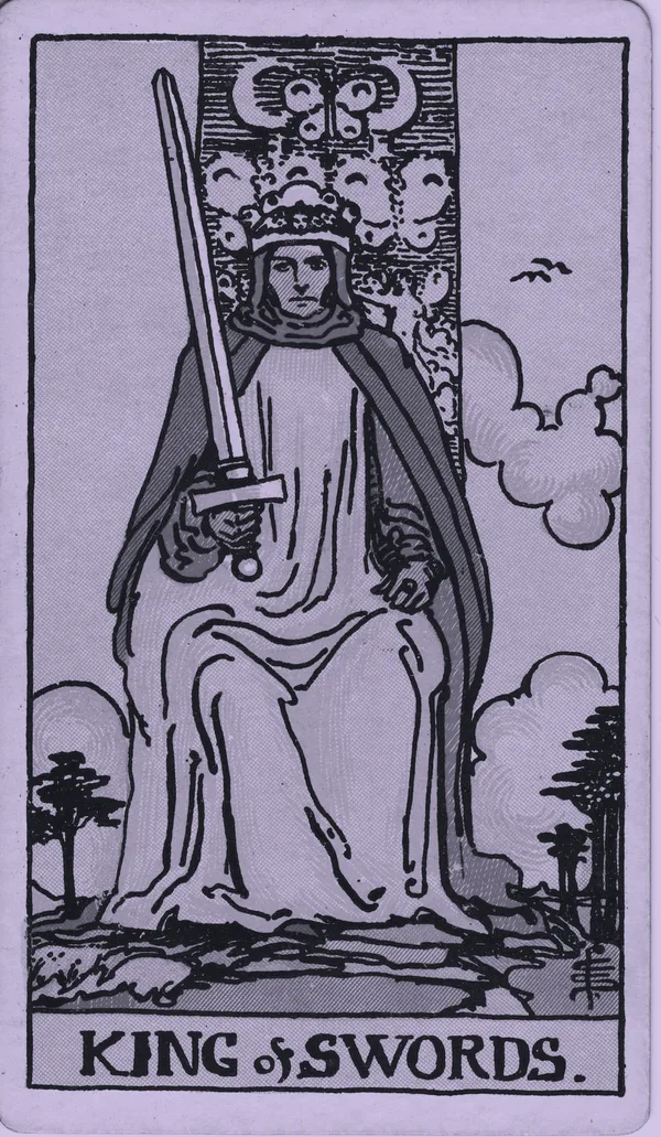 King of Swords tarot card — Rider–Waite–Smith, Mist edition