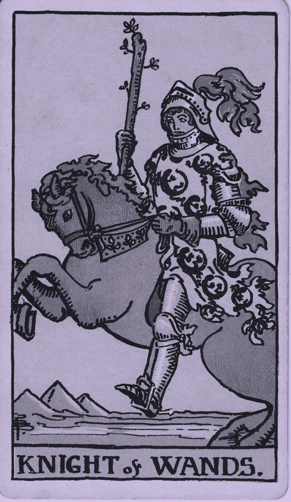 Knight of Wands tarot card — Rider–Waite–Smith, Mist edition