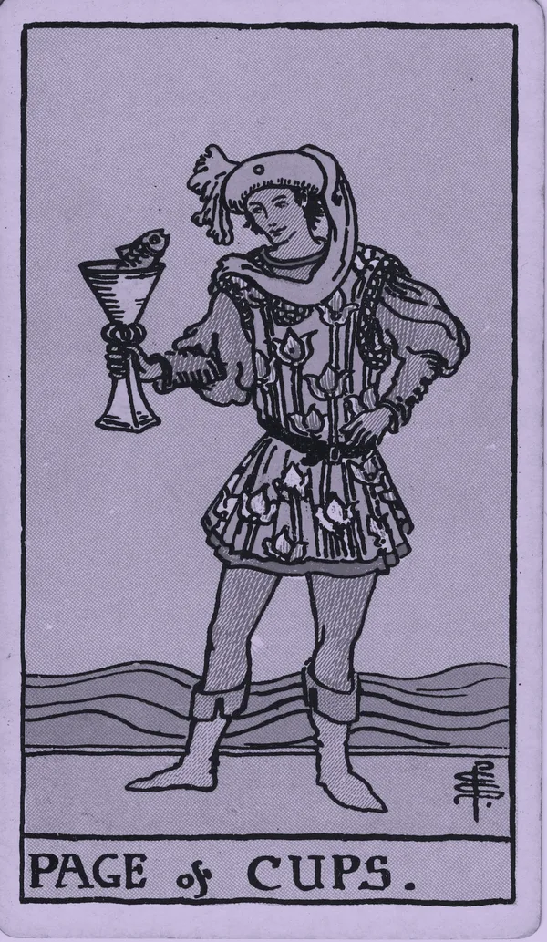 Page of Cups tarot card — Rider–Waite–Smith, Mist edition