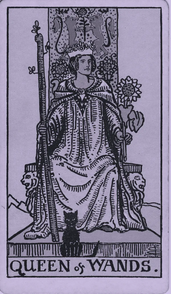 Queen of Wands tarot card — Rider–Waite–Smith, Mist edition