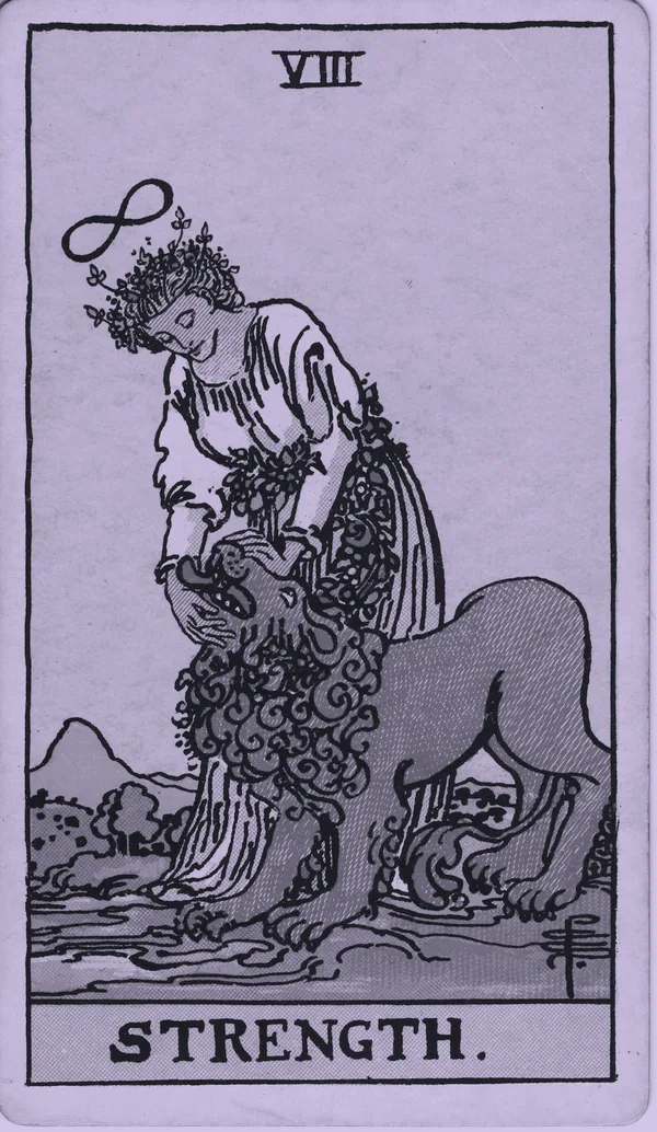 Strength tarot card — Rider–Waite–Smith, Mist edition