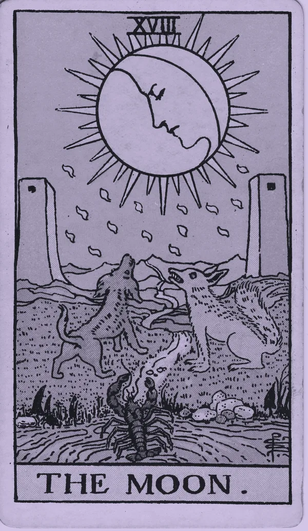 The Moon tarot card — Rider–Waite–Smith, Mist edition