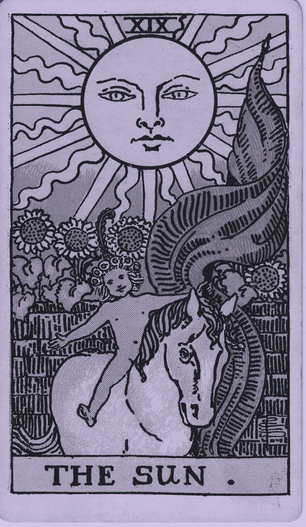 The Sun tarot card — Rider–Waite–Smith, Mist edition