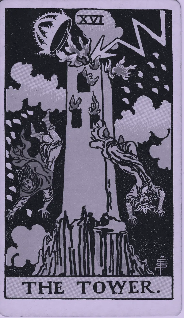 The Tower tarot card — Rider–Waite–Smith, Mist edition