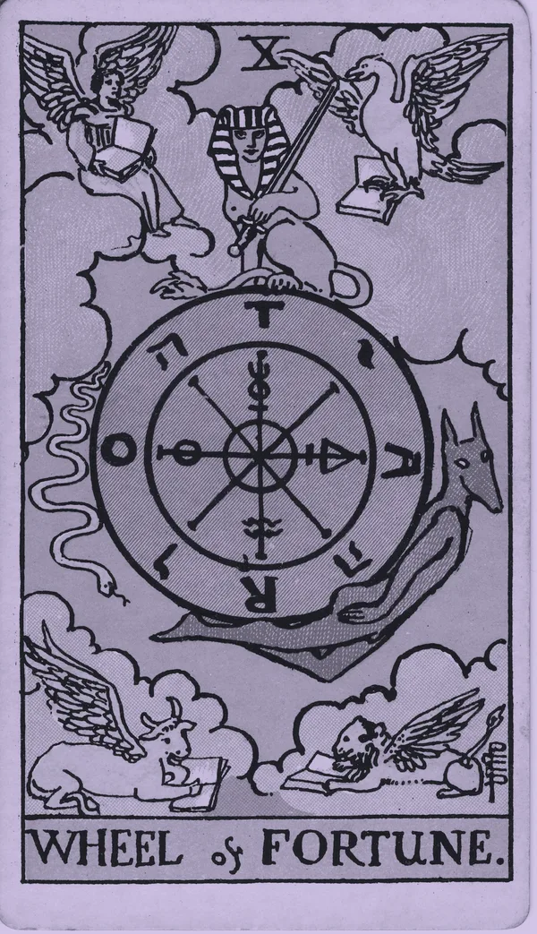 Wheel of Fortune tarot card — Rider–Waite–Smith, Mist edition